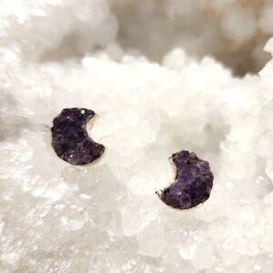 Amethyst Moon Earings Silver Plated